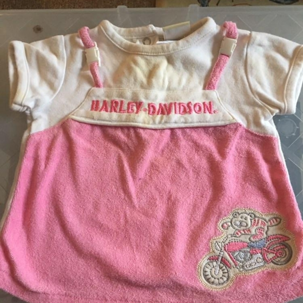 Harley-Davidson Pink and White Baby Dress